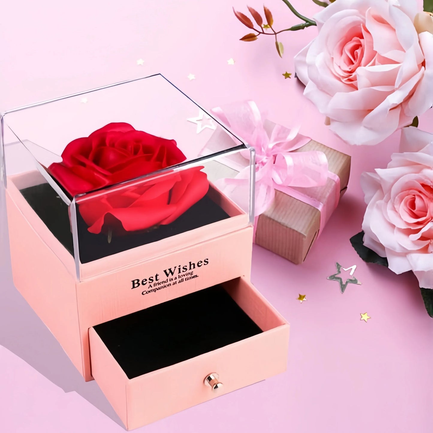 Eternal Rose Heart Necklace Gift Box