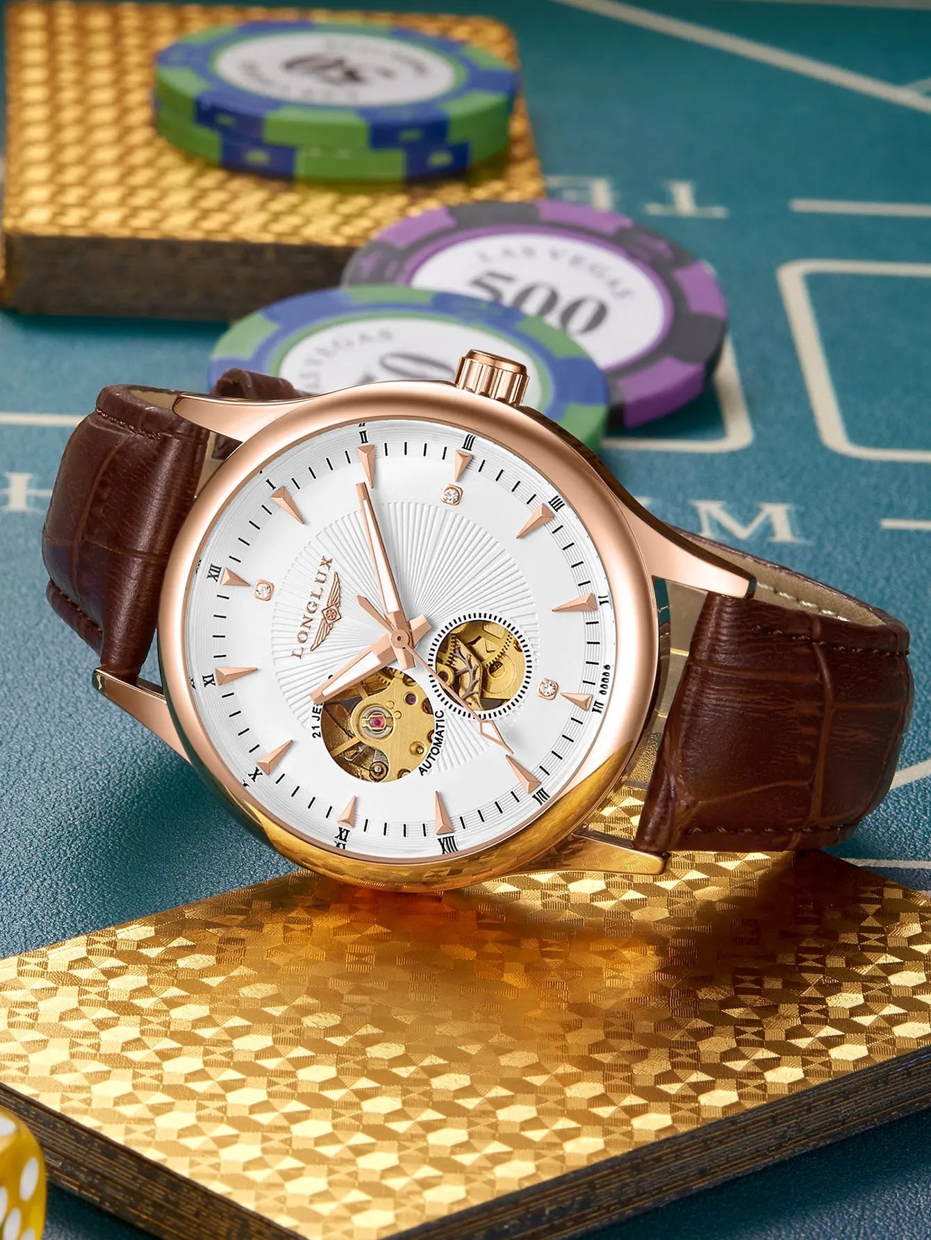 Skeleton Mechanical Leather Men's Watch