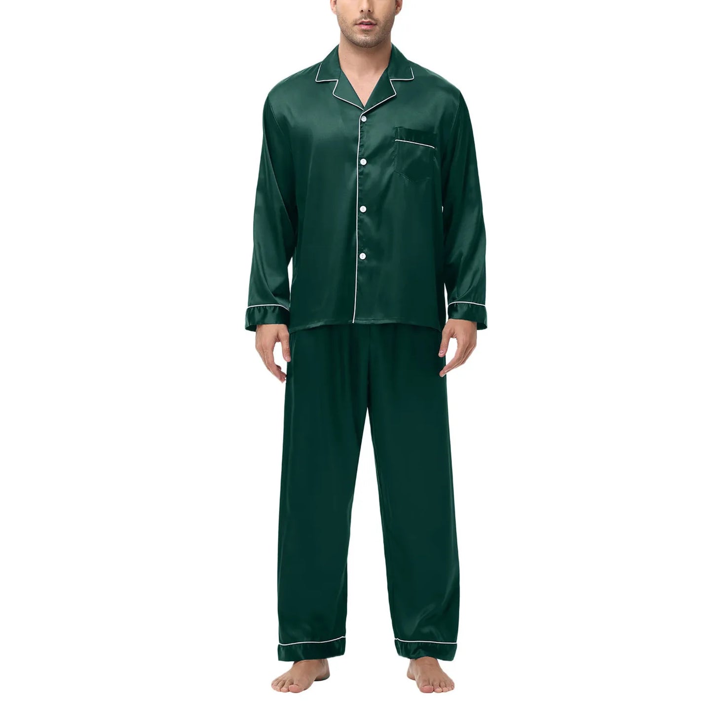 Men's Silk Satin Long Sleeve Pajama Shirt