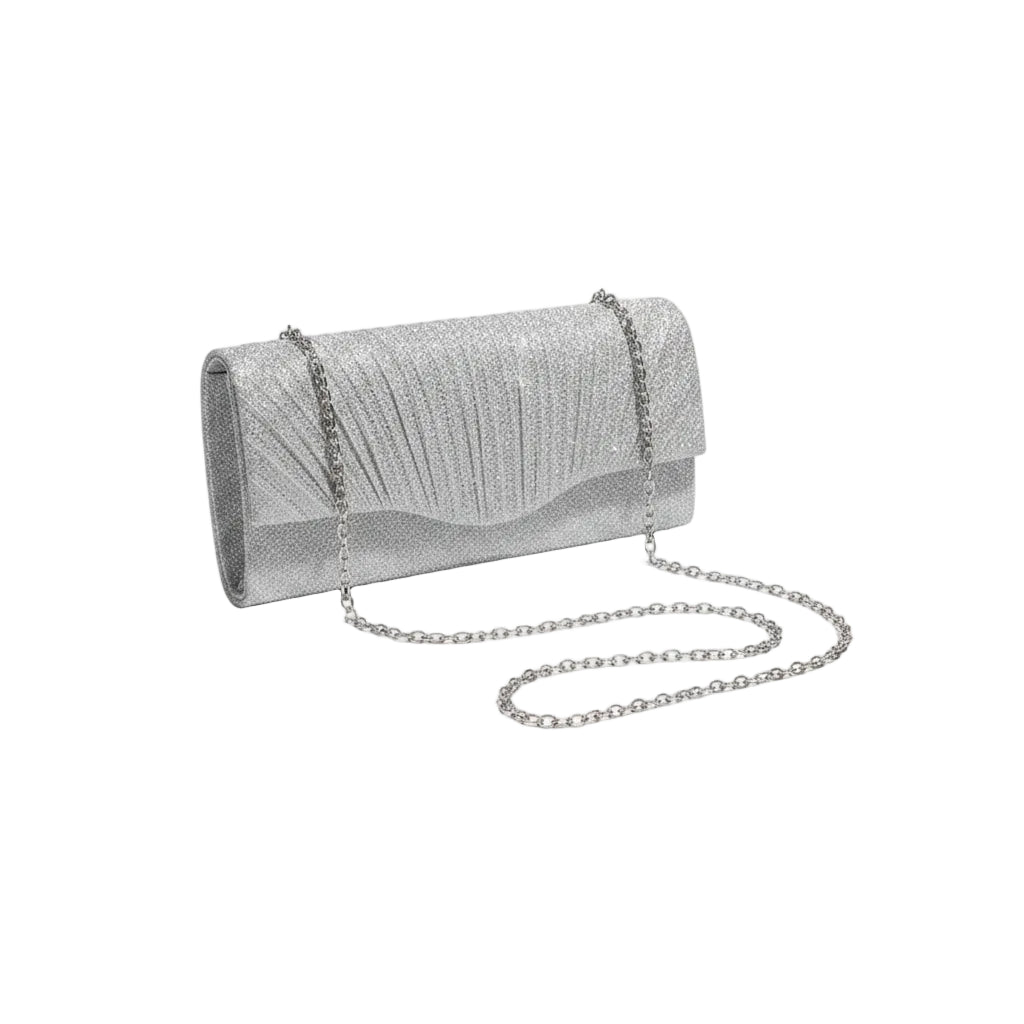 Women's Glitter Silver Envelope Evening Bag