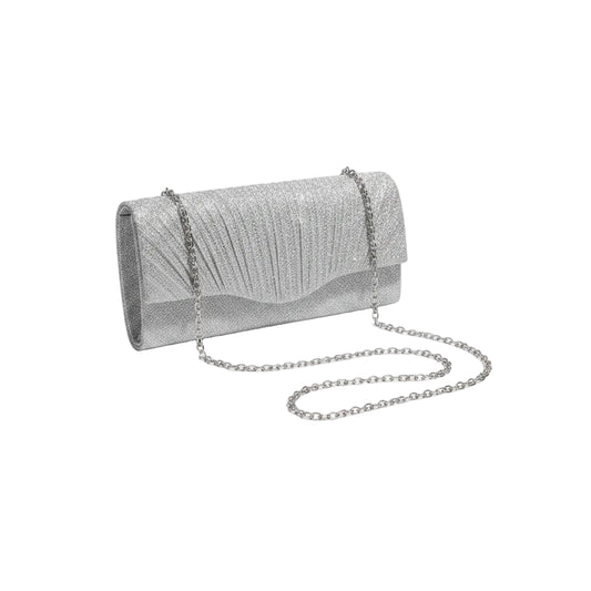 Women's Glitter Silver Envelope Evening Bag