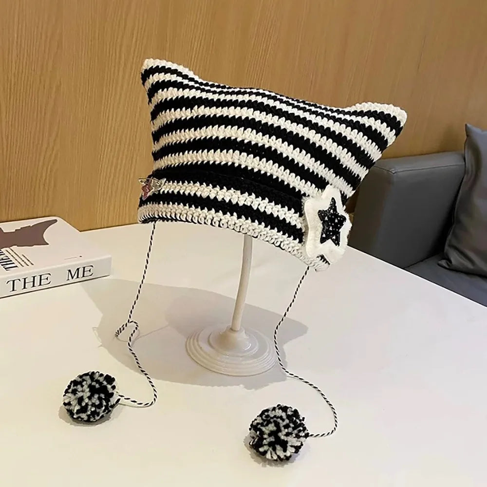 Y2K Devil Ear Knitted Beanie