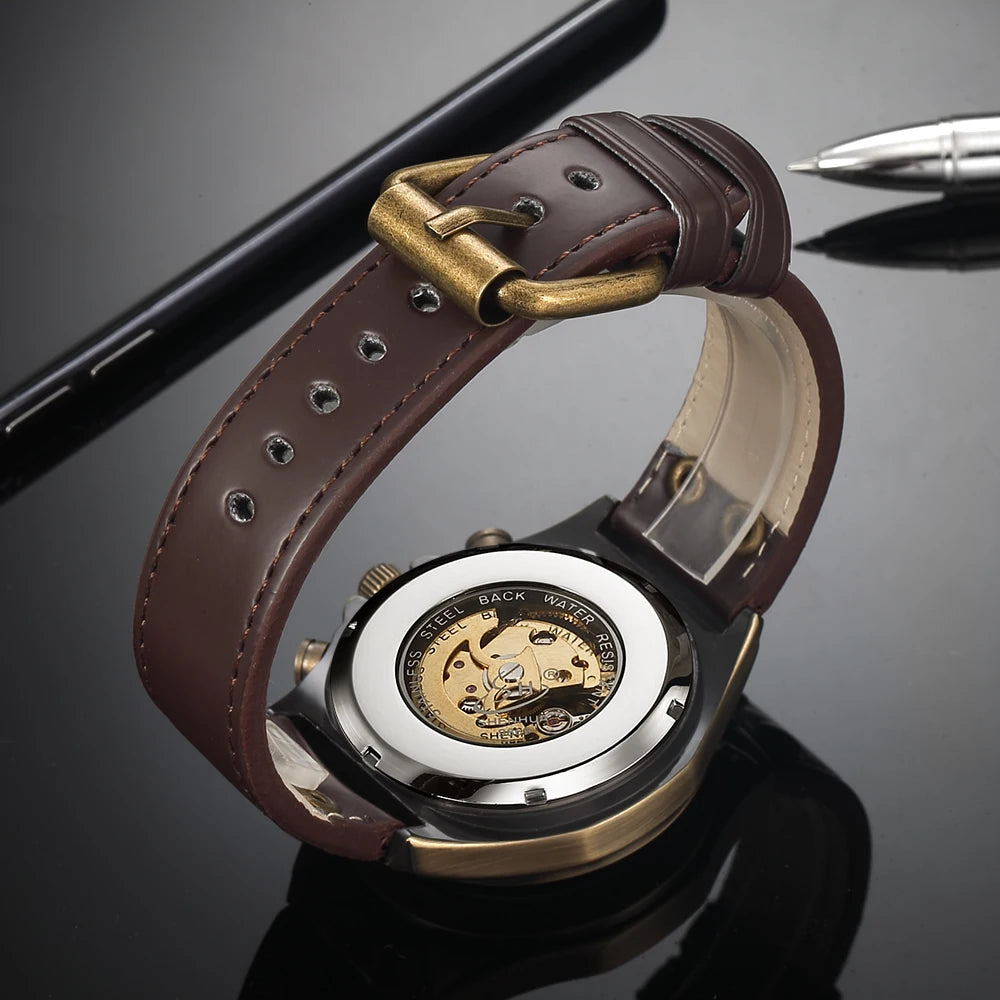Men's Retro Leather Mechanical Watch