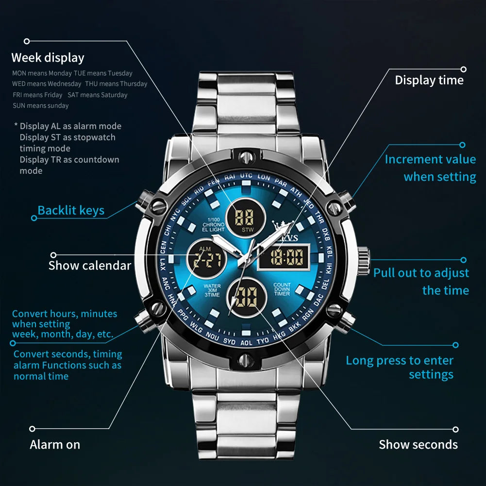 OLEVS Multifunctional Luminous Men's Watch