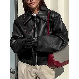 Burgundy Bomber Cropped Jacket