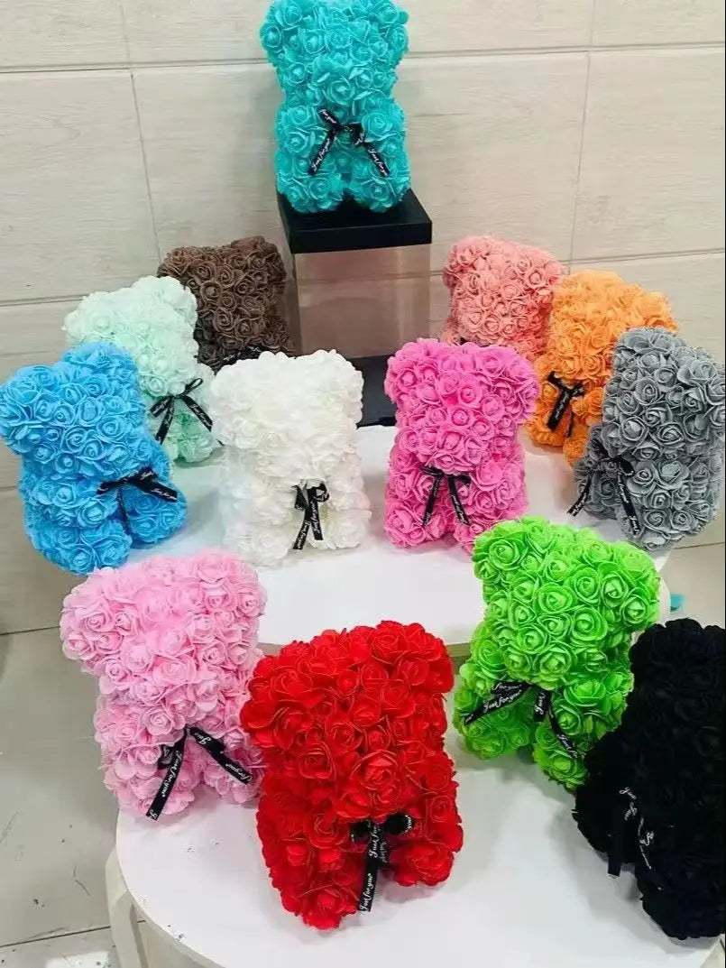 Rose Bear with Simulated Flowers