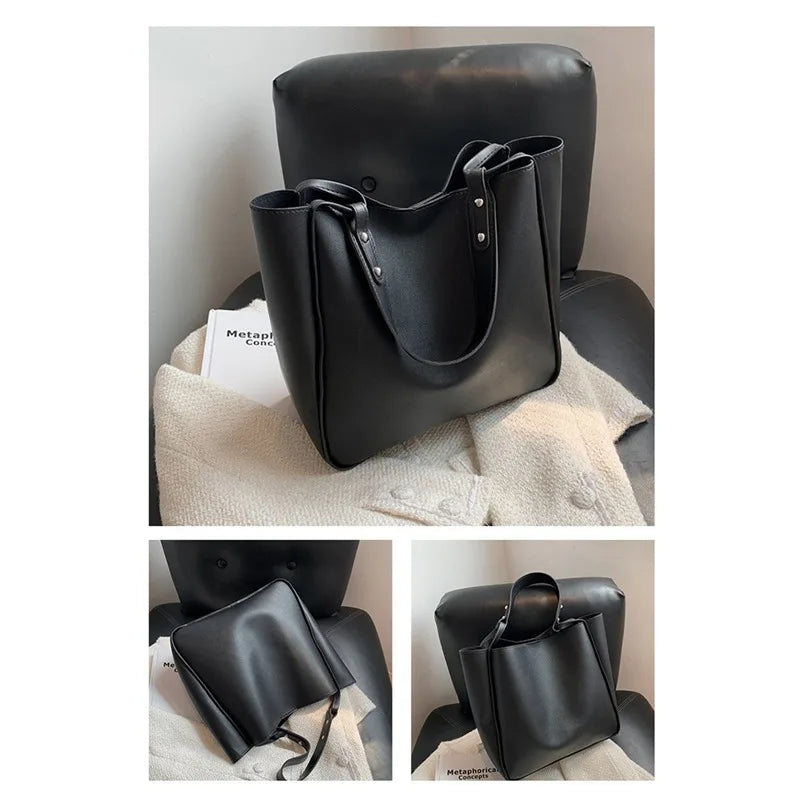 Women's PU Leather Bucket Shoulder Bag