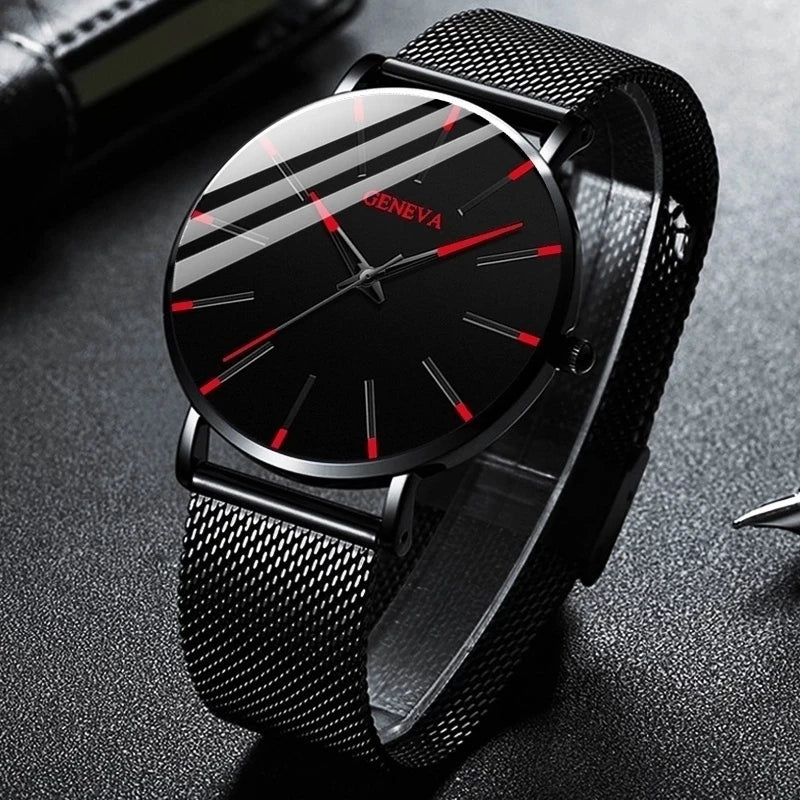 Men's Ultra-Thin Mesh Belt Quartz Watch