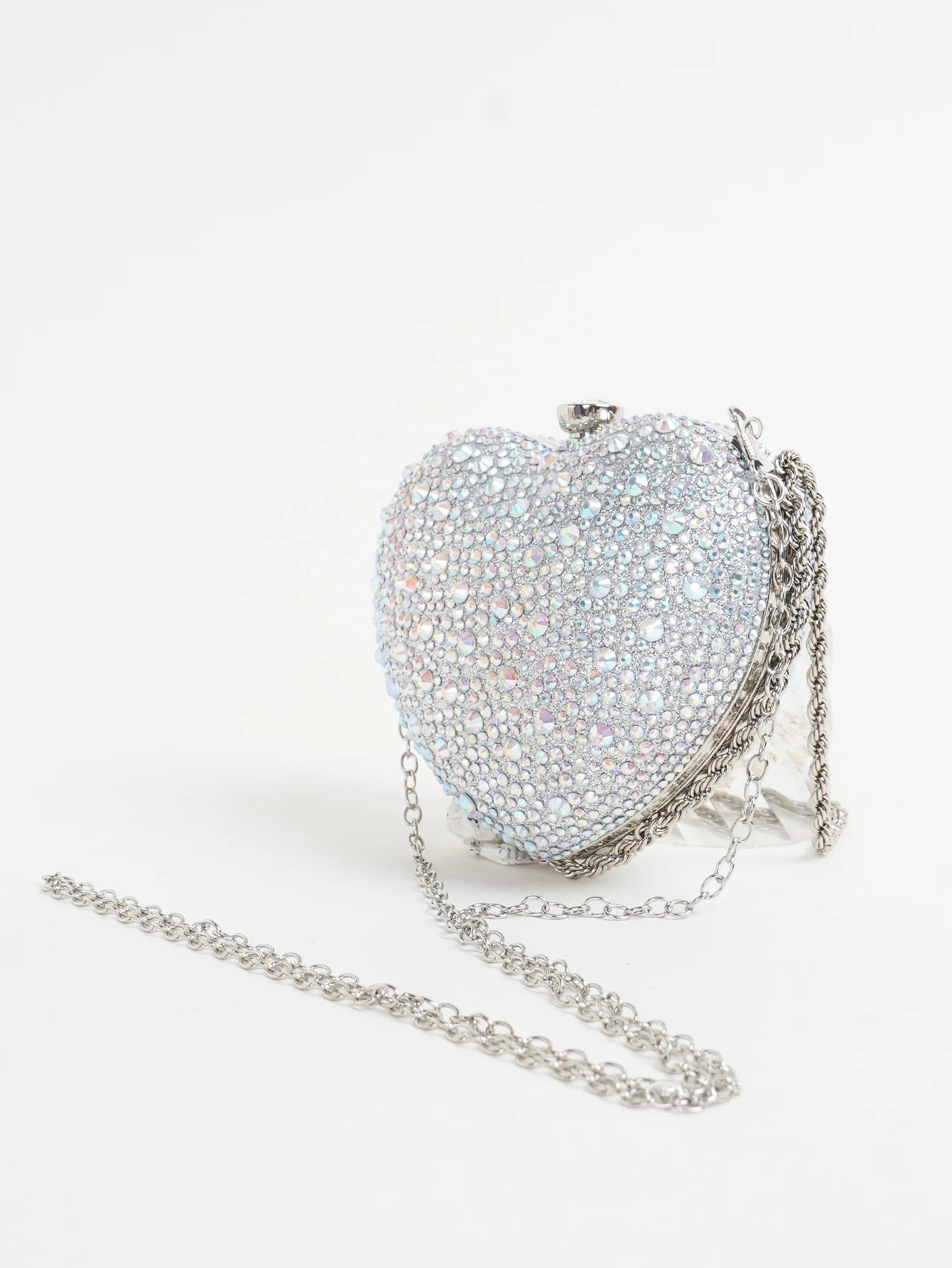 Women's Rhinestone Heart Evening Clutch Bag