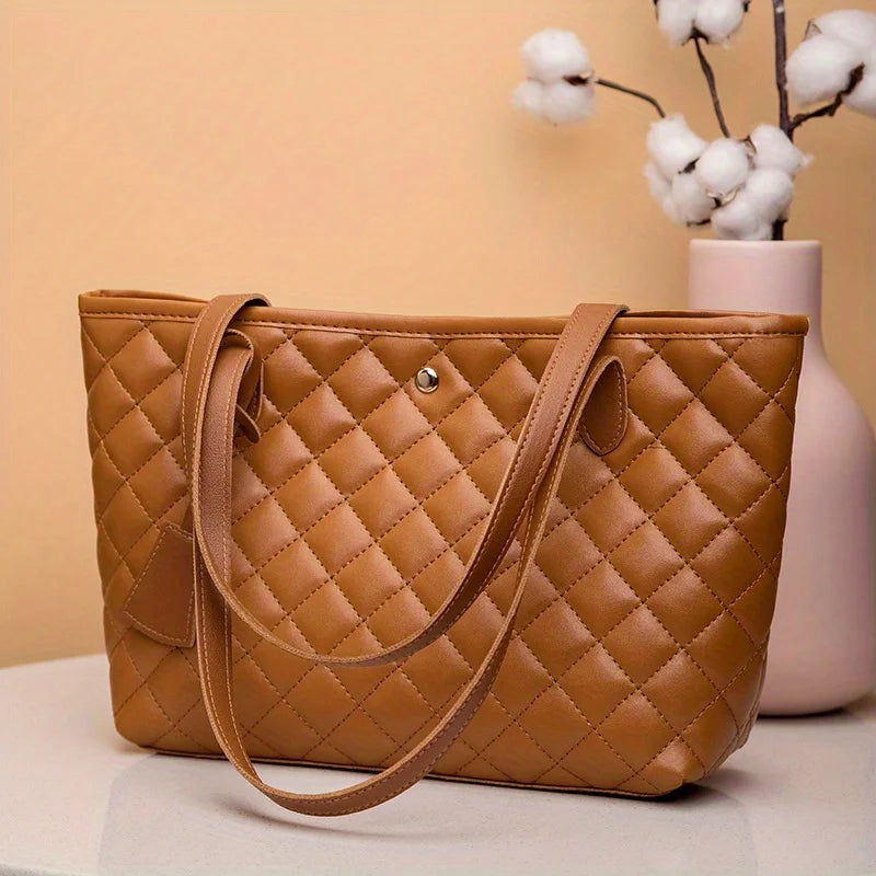 Embroidered Faux Leather Tote Bag