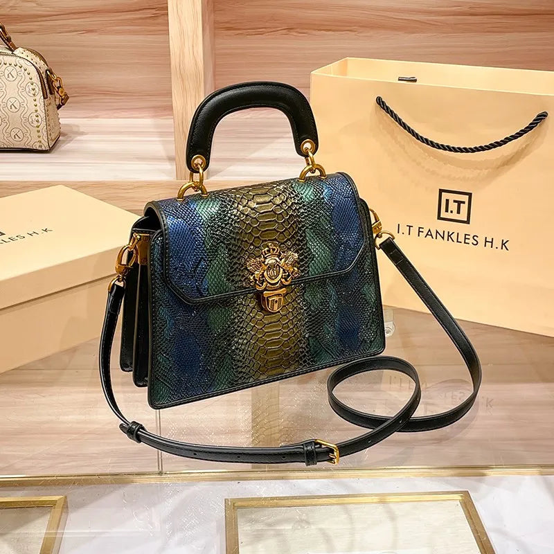 Women's Contrast Color Square Crossbody Bag