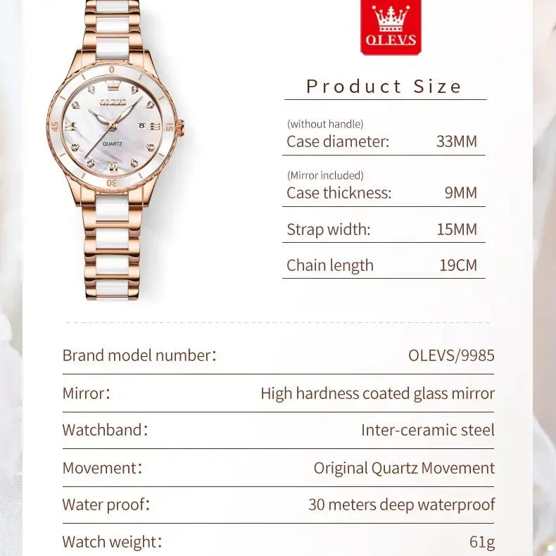OLEVS Ceramic Women Watch