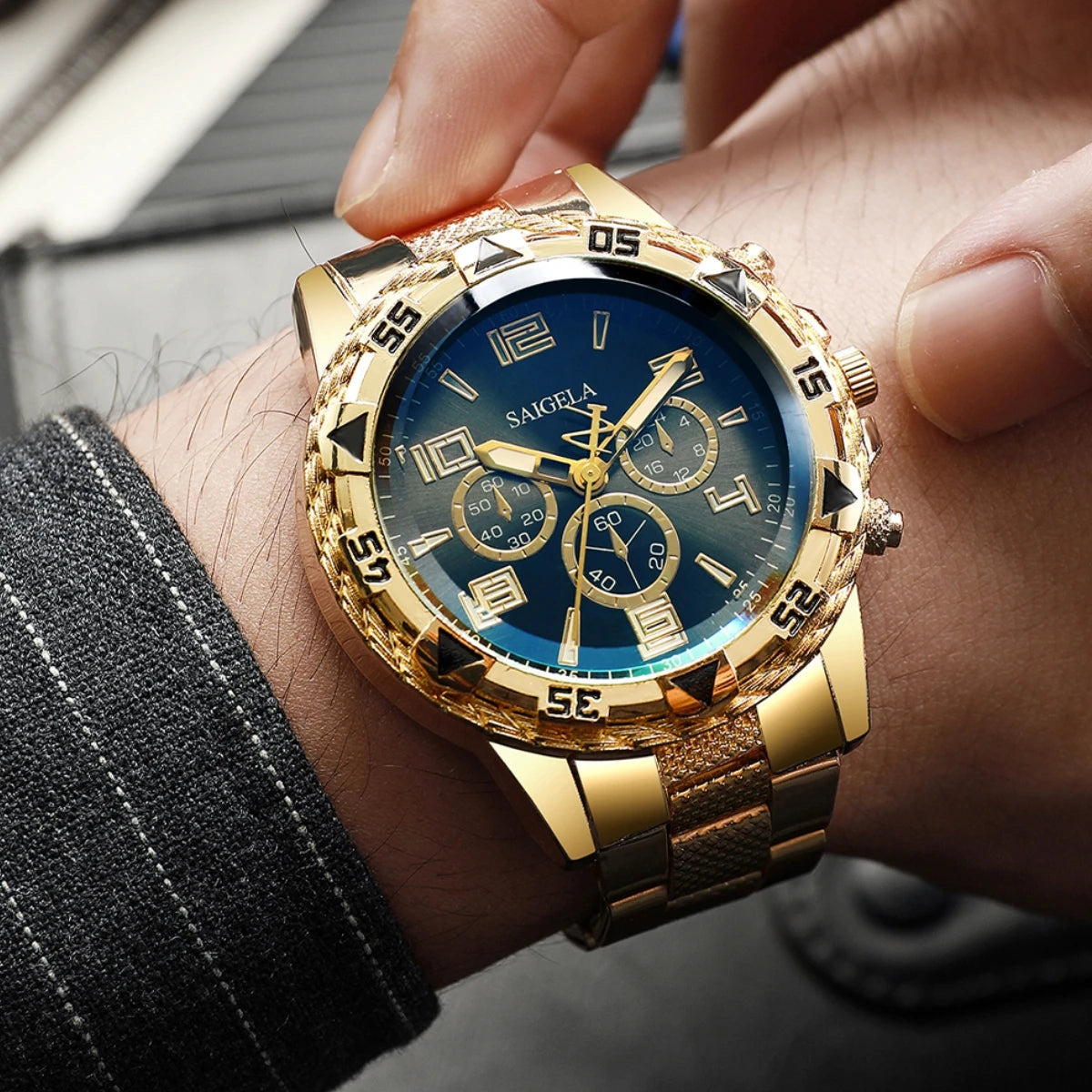 Men's Arabic Dial Quartz Watch Set