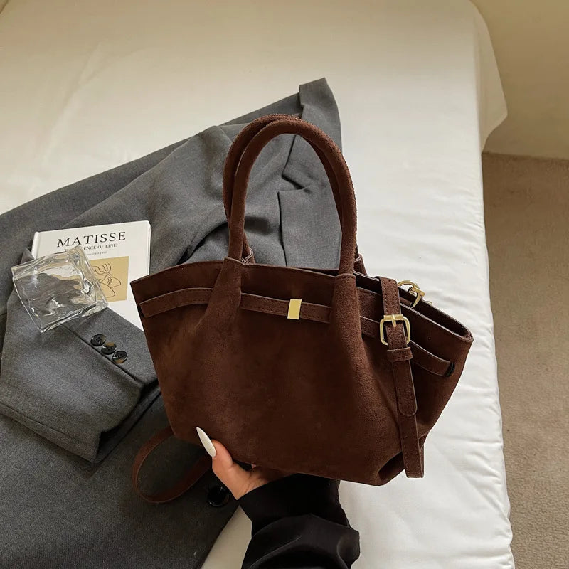 Suede Tote Shoulder Bag