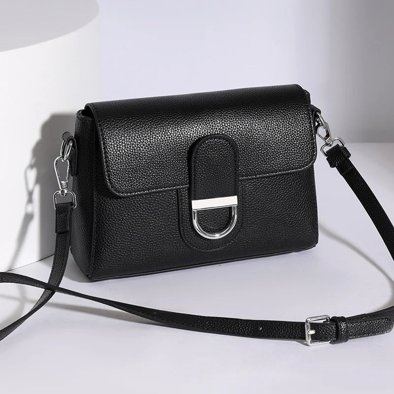Women's Cowhide Leather Small Flap Crossbody Bag