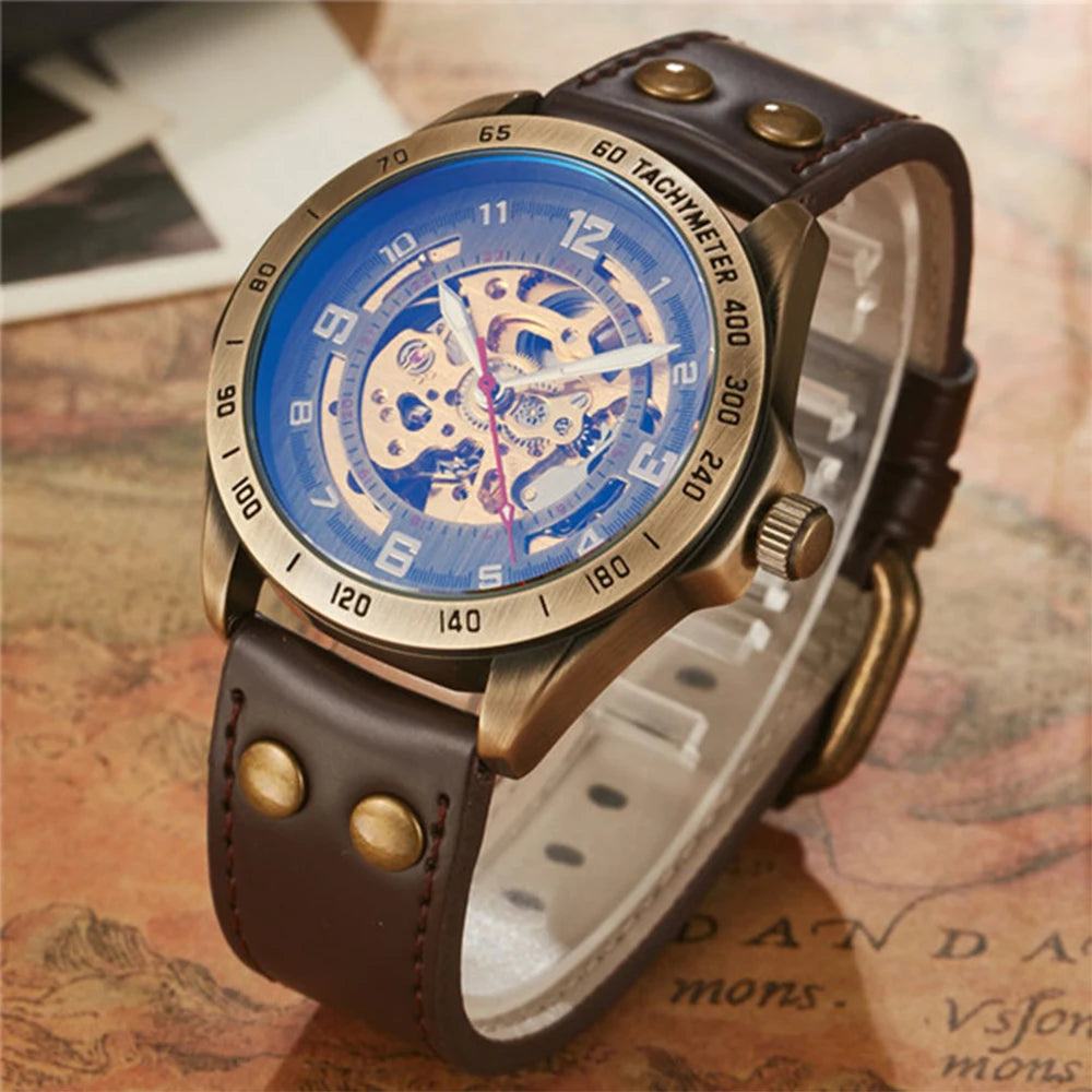 Men's Retro Leather Mechanical Watch