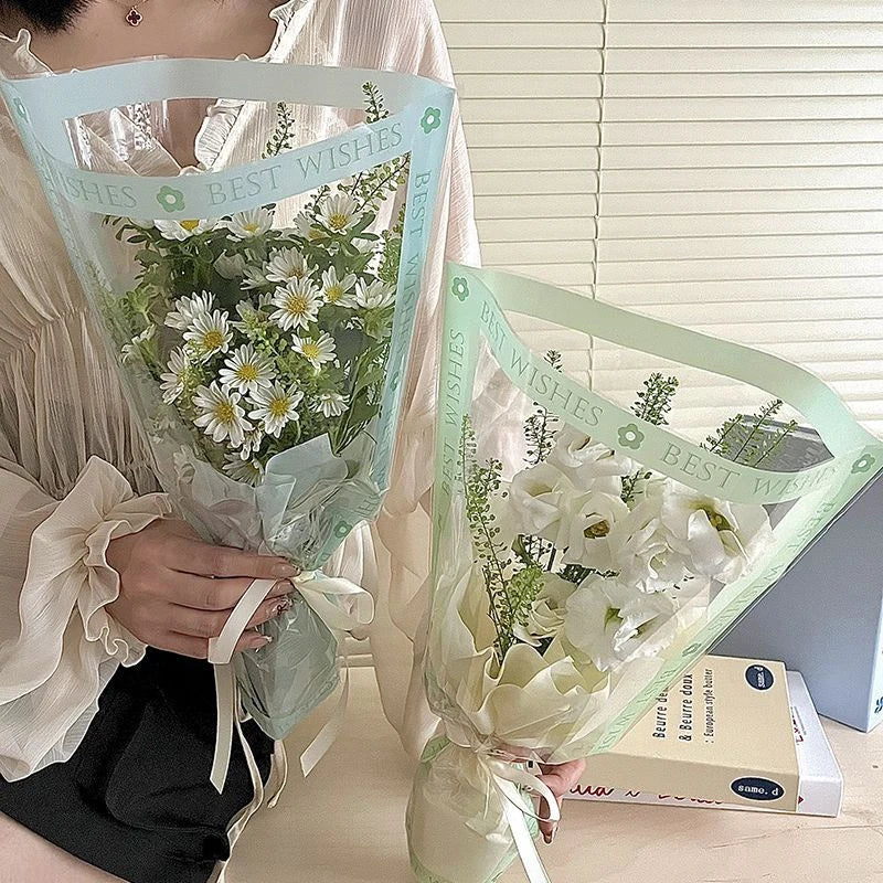 Floral Gift Bags Transparent Cellophane 50 Pack