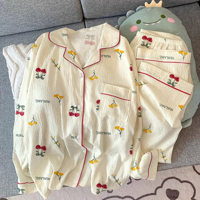 Girls Wrinkle Fabric Pajama Set