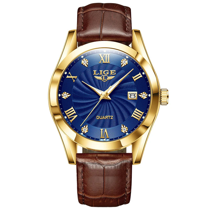 LIGE Leather Quartz Ladies Watch