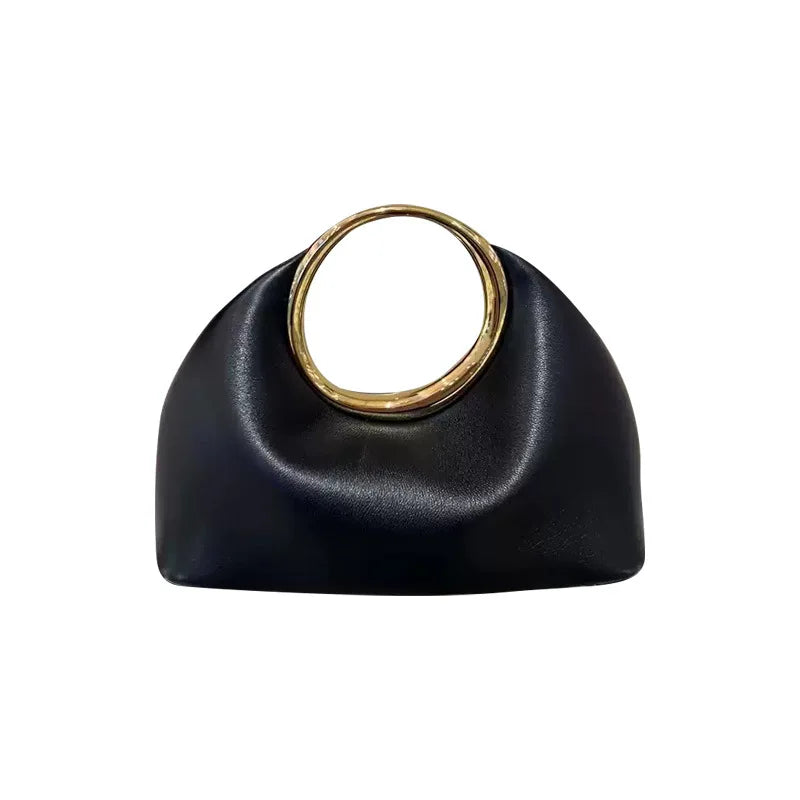 Women's PU Leather Half Moon Cloud Clutch