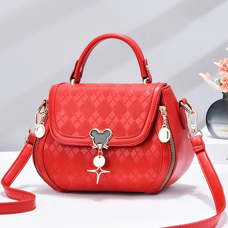 Genuine Leather Bow Bucket Bag