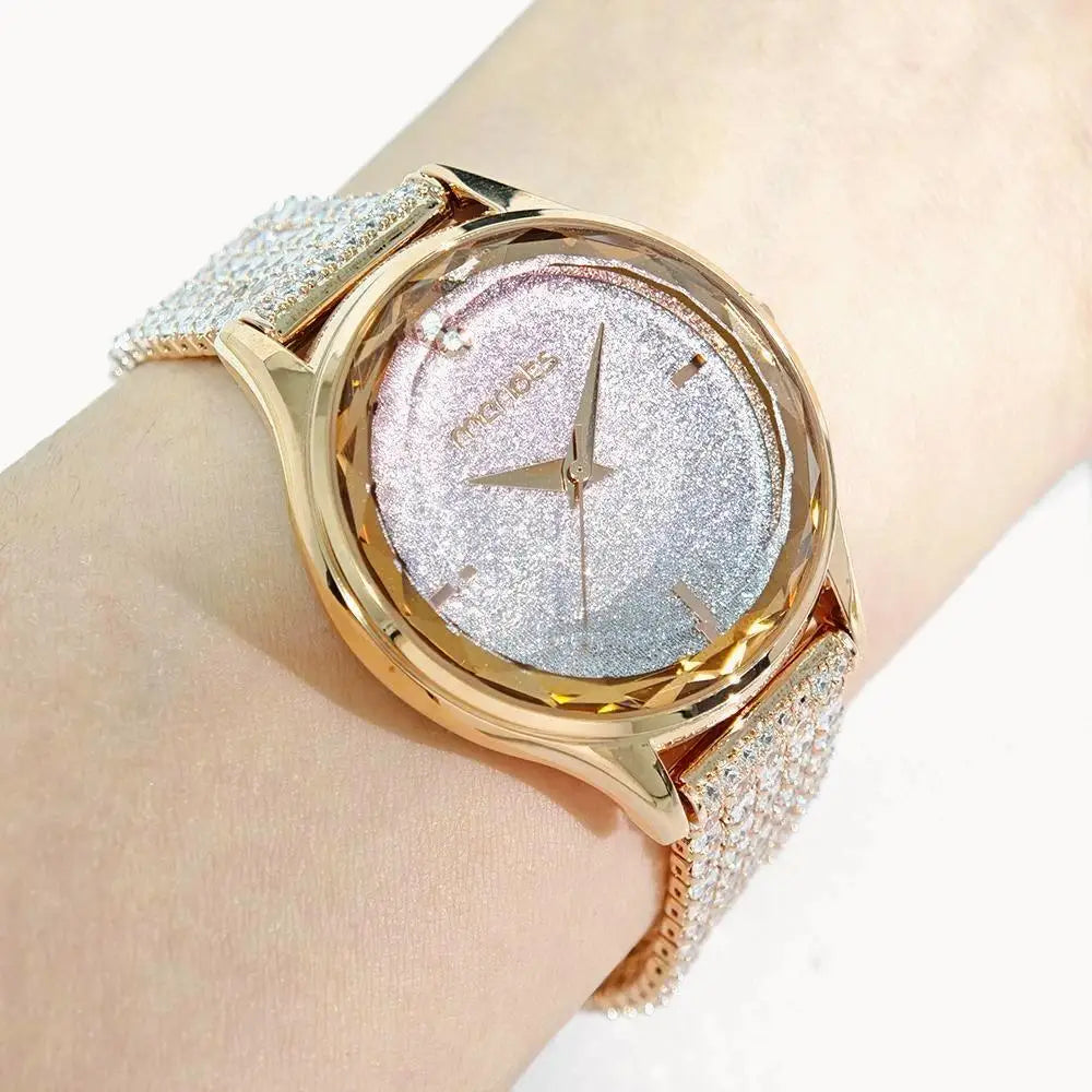 Women's Rose Quartz Diamond Jewelry Watch