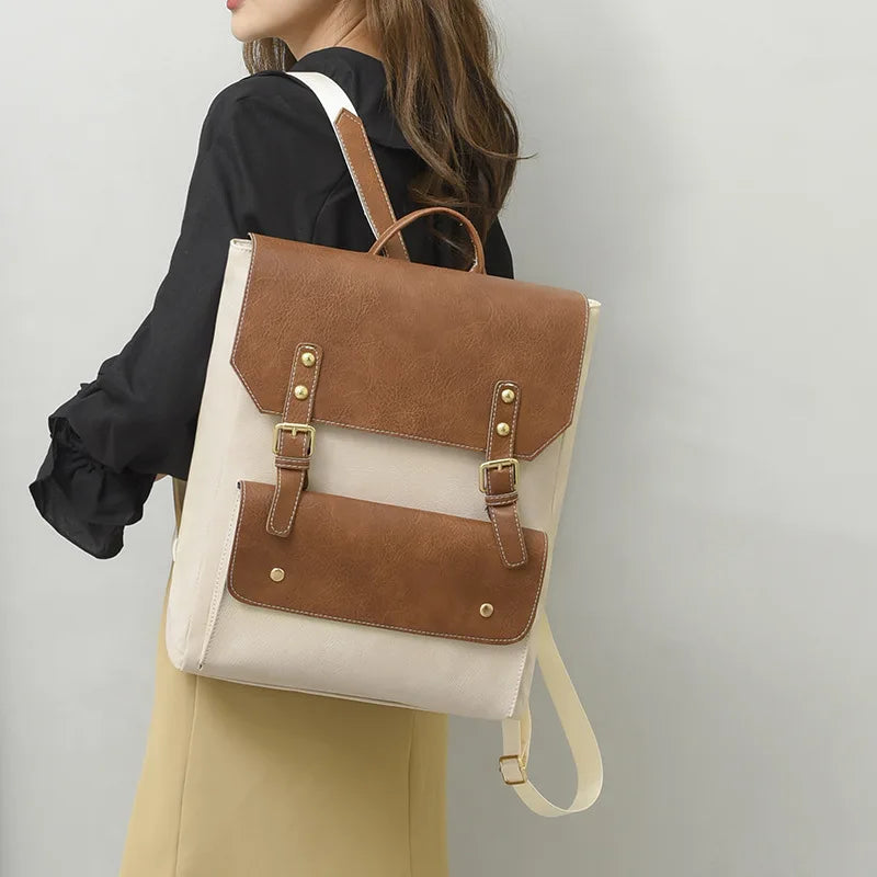 Vintage Leather School Backpack