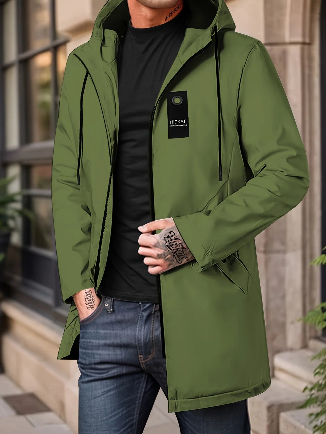 Solid Hooded Men Casual Jacket