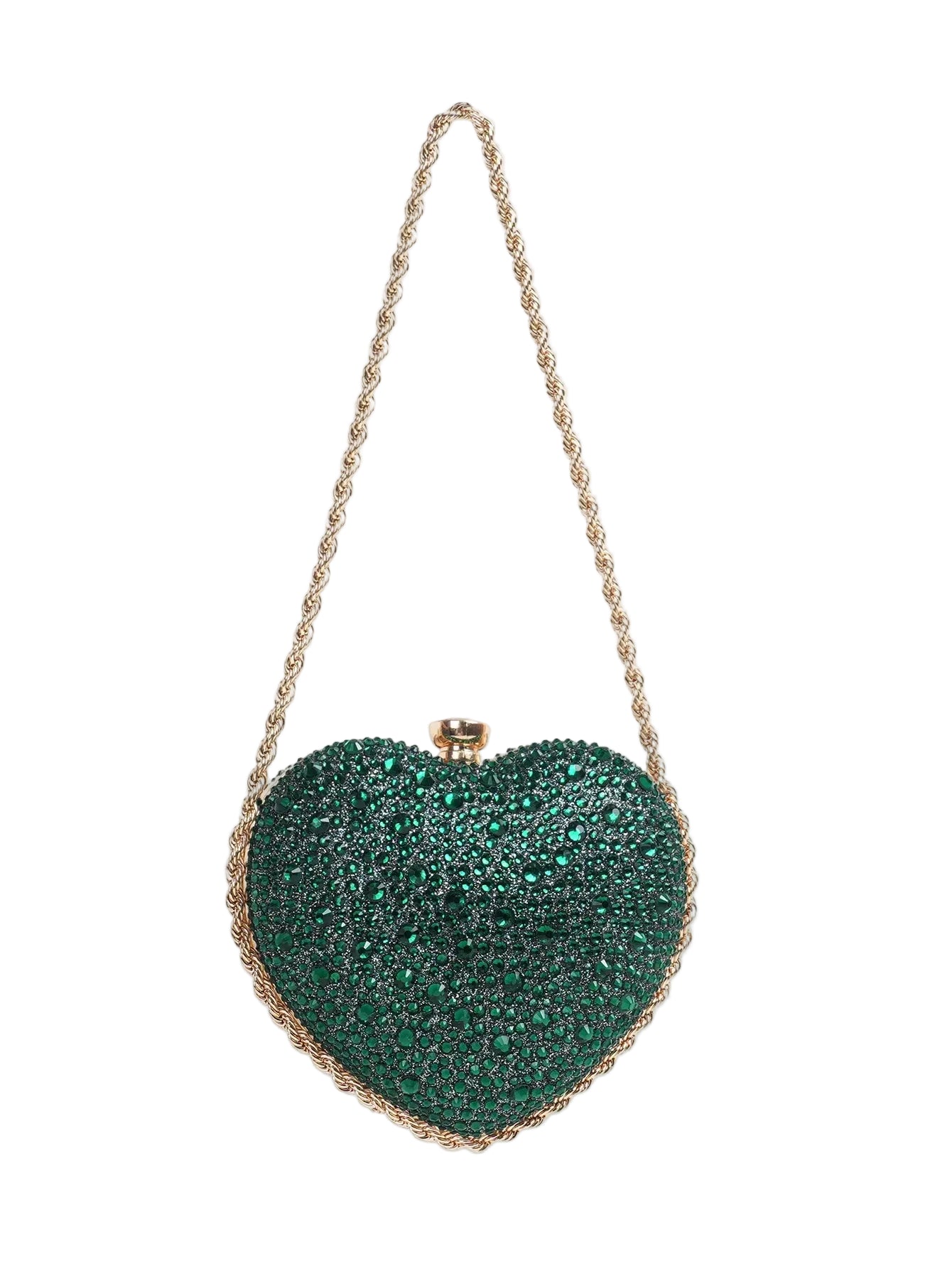 Women's Rhinestone Heart Evening Clutch Bag