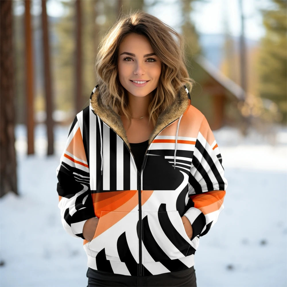 Women's Geometric Hooded Coat