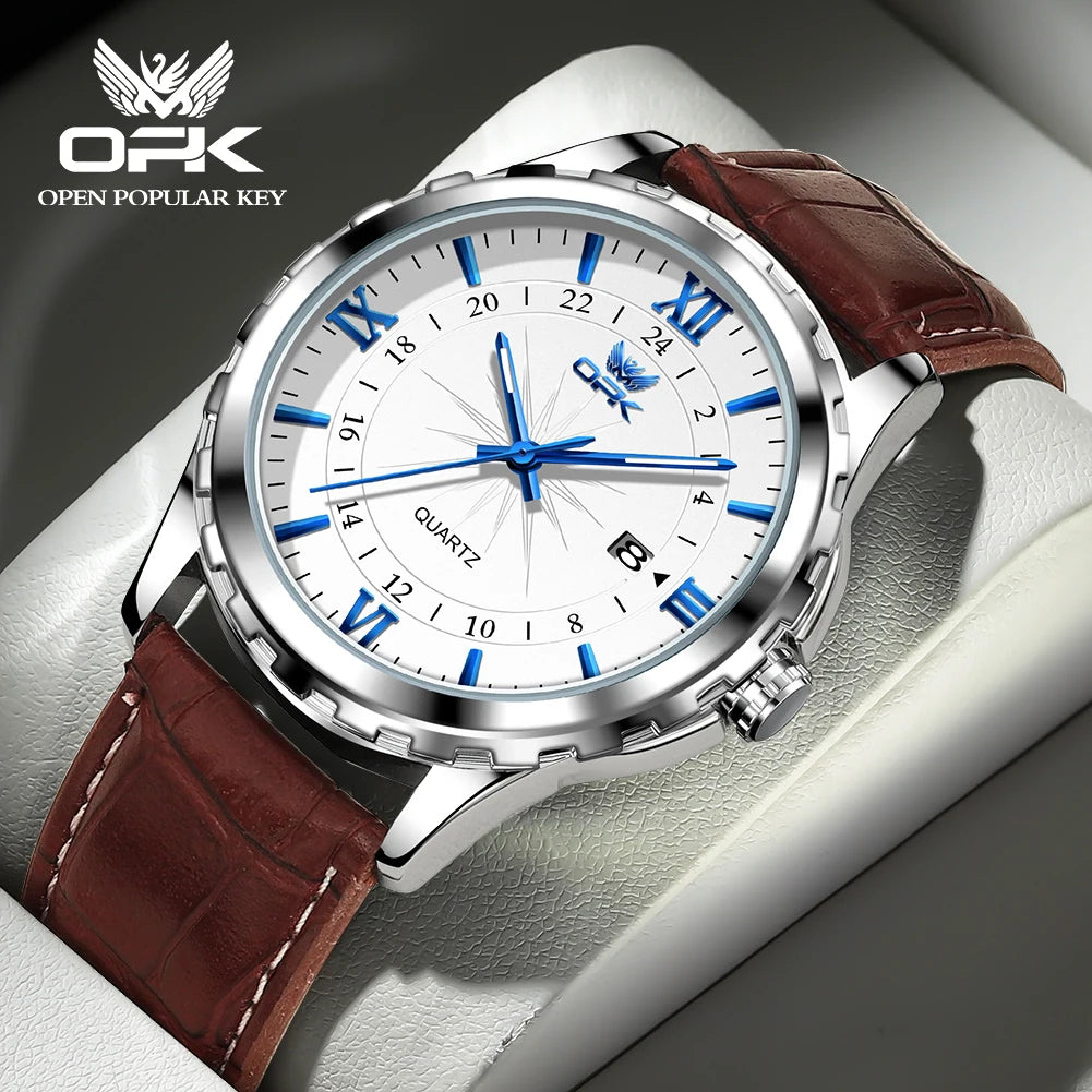 OPK Men's Steel Dual Calendar Quartz Watch