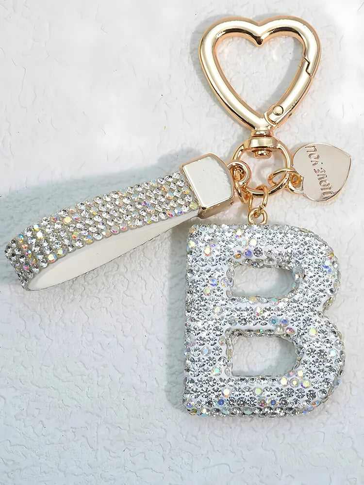 Crystal Initial Letter Keychain