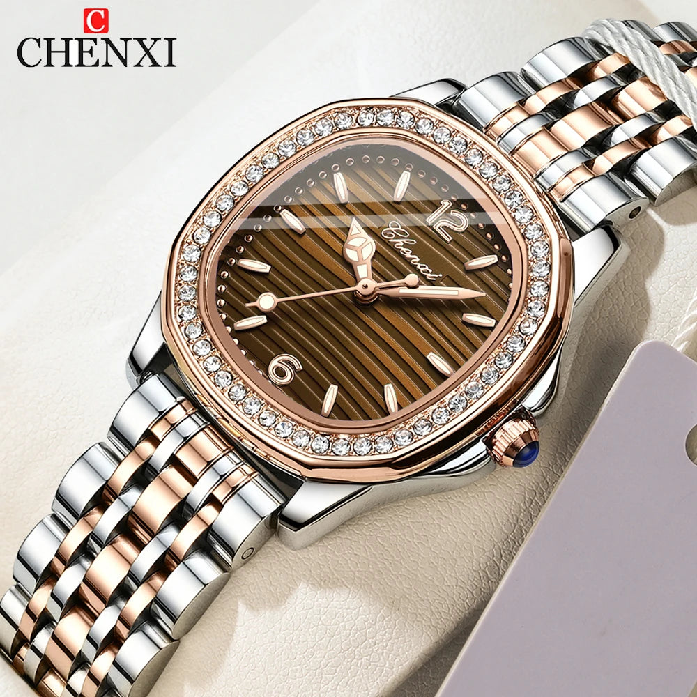 CHENXI Square Dial Steel Ladies Watch
