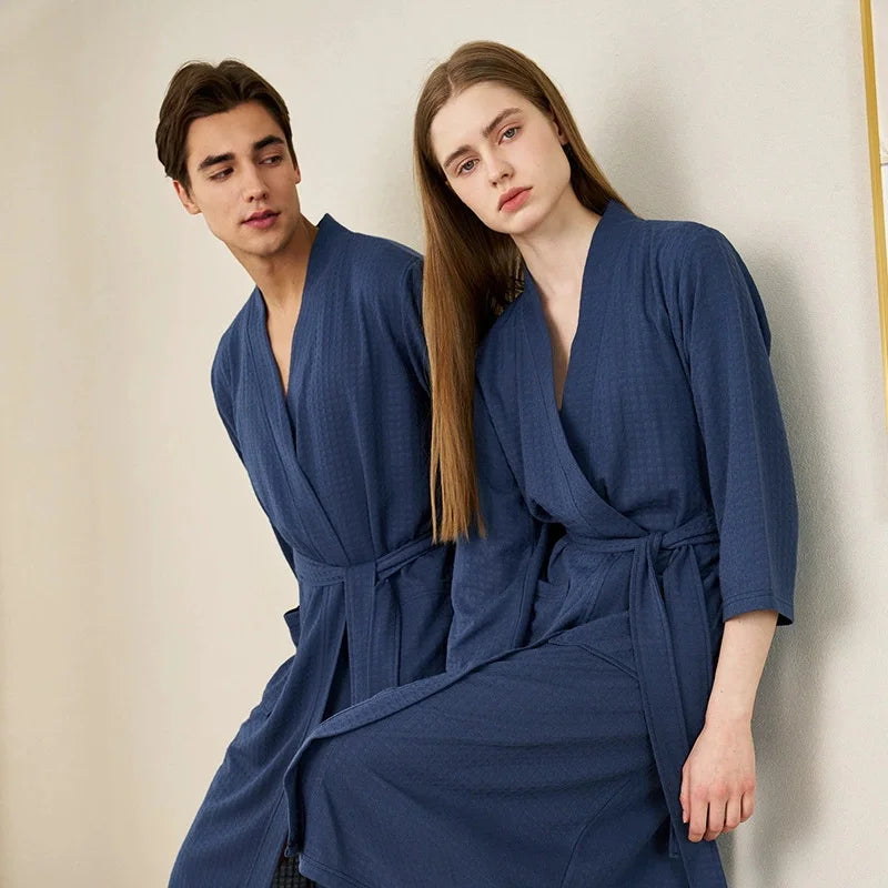 Waffle Pattern Couple Robe