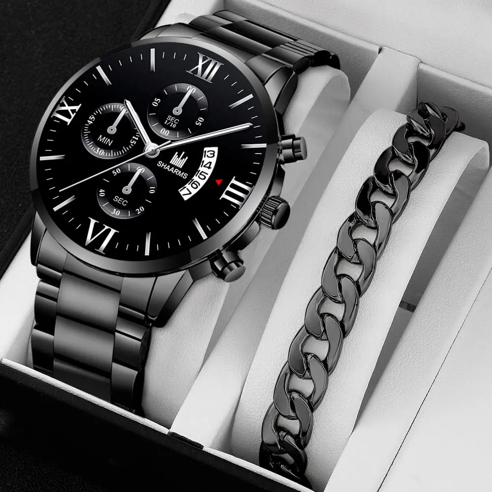 Men's Steel Calendar Business Quartz Watch