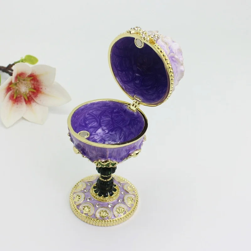 Enamel Rose Egg Trinket Storage Box Gift