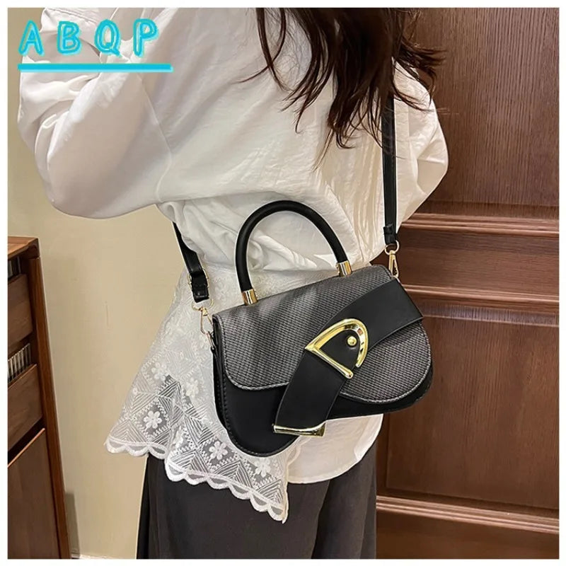 Women's Minimalist Shoulder Bag with Gold Hardware