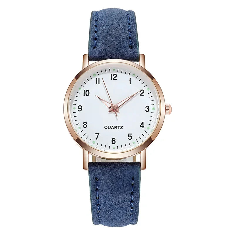 Women's Elegant Leather Bracelet Quartz Watch