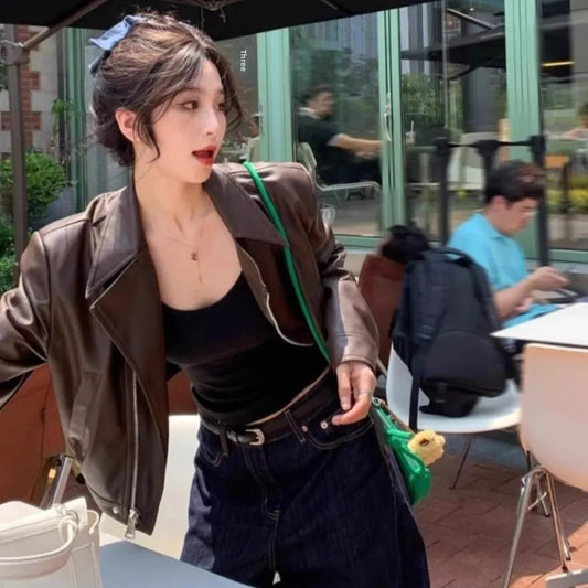 Brown Retro Moto Jacket