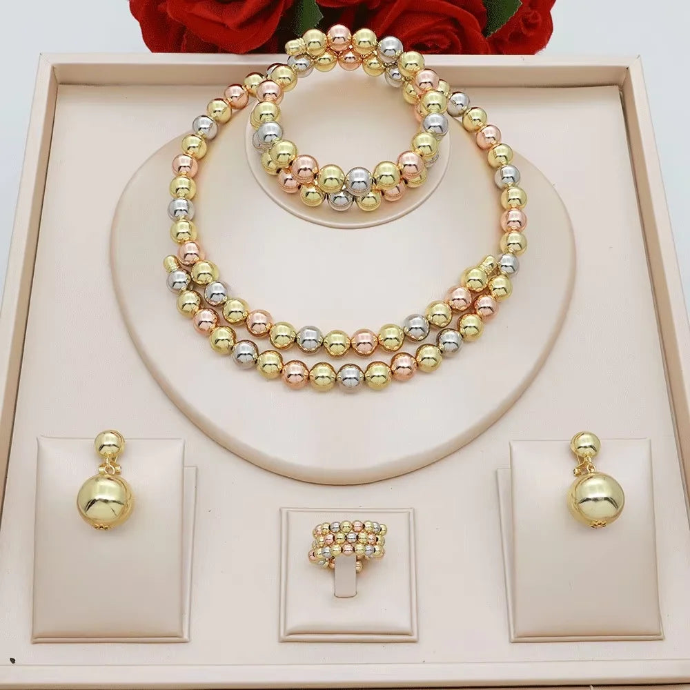 Women's 18K Gold Pearl Jewelry Set 4 Pcs