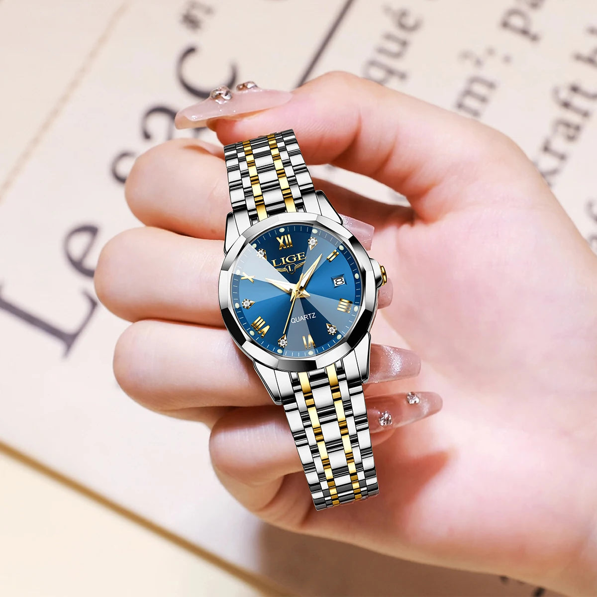 LIGE Luminous Date Steel Watch