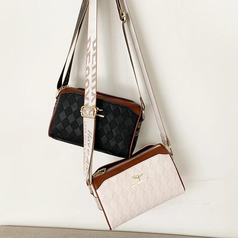 Checkered PU Leather Shoulder Bag
