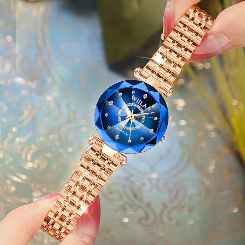 Rhinestone Gold Ladies Wristwatch