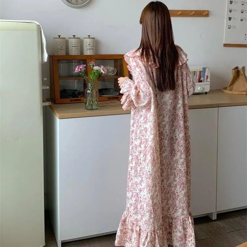Women's French Floral Ruffle Pajama Set