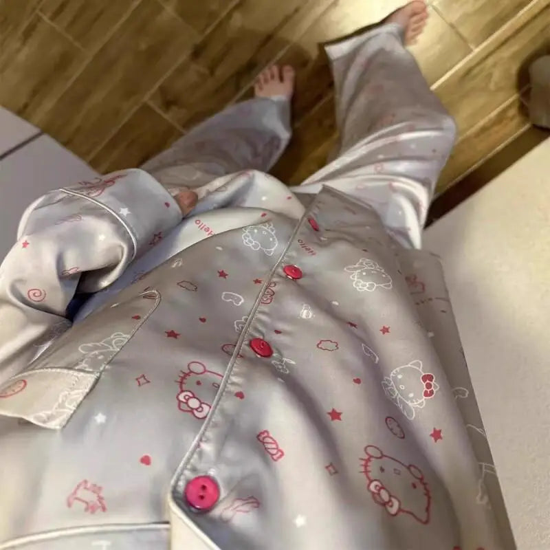 Women's Ice Silk Cute Pajama Set