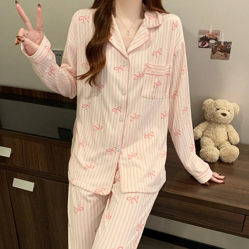Women's Pink Bow Harajuku Pajama Set