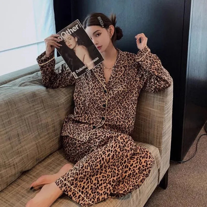 Women's Leopard Print Pajama Set