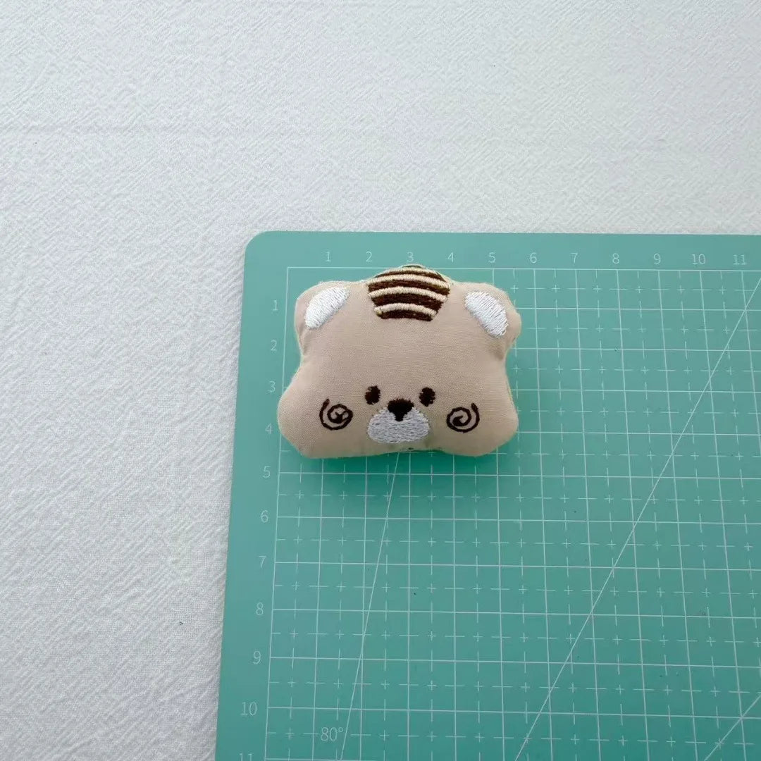Bear Cat Fabric Brooch Handcrafted Pin