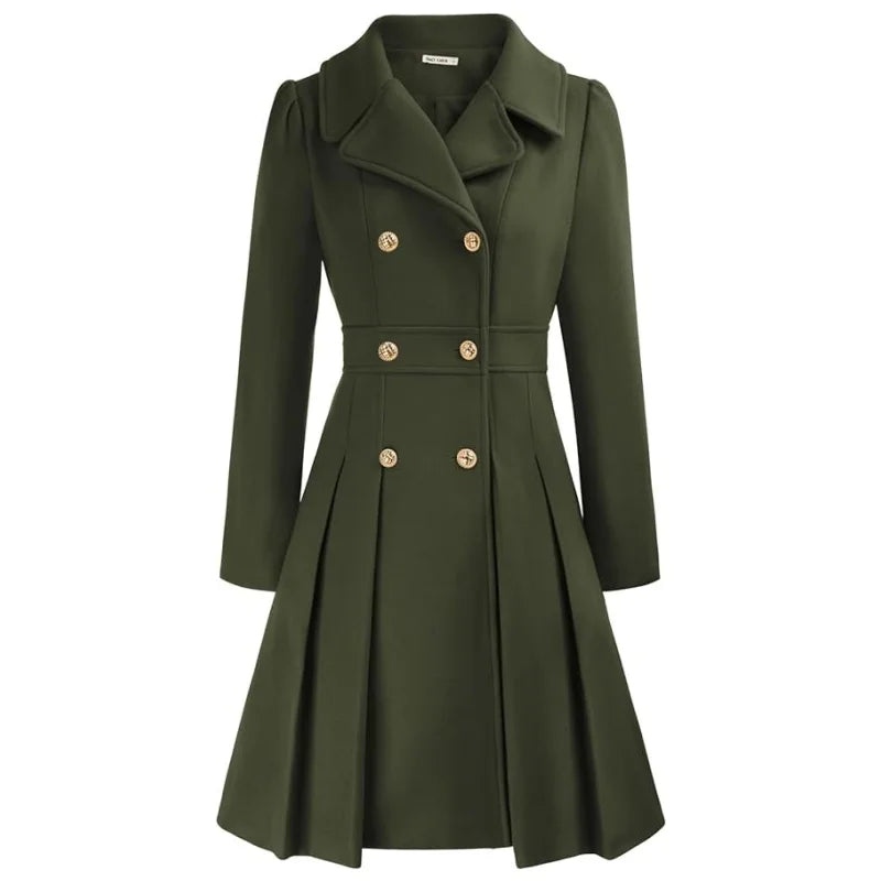 Woolen Double-Breasted Women Coat