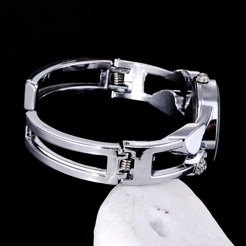 Women's Vintage Heart Crystal Steel Watch